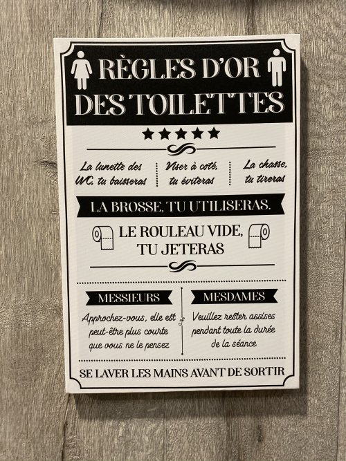 Tableau de texte pour les règles de toilette